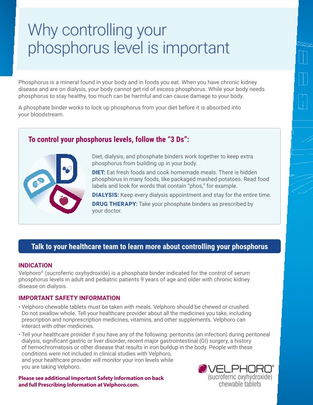Velphoro Patient Tear Sheet